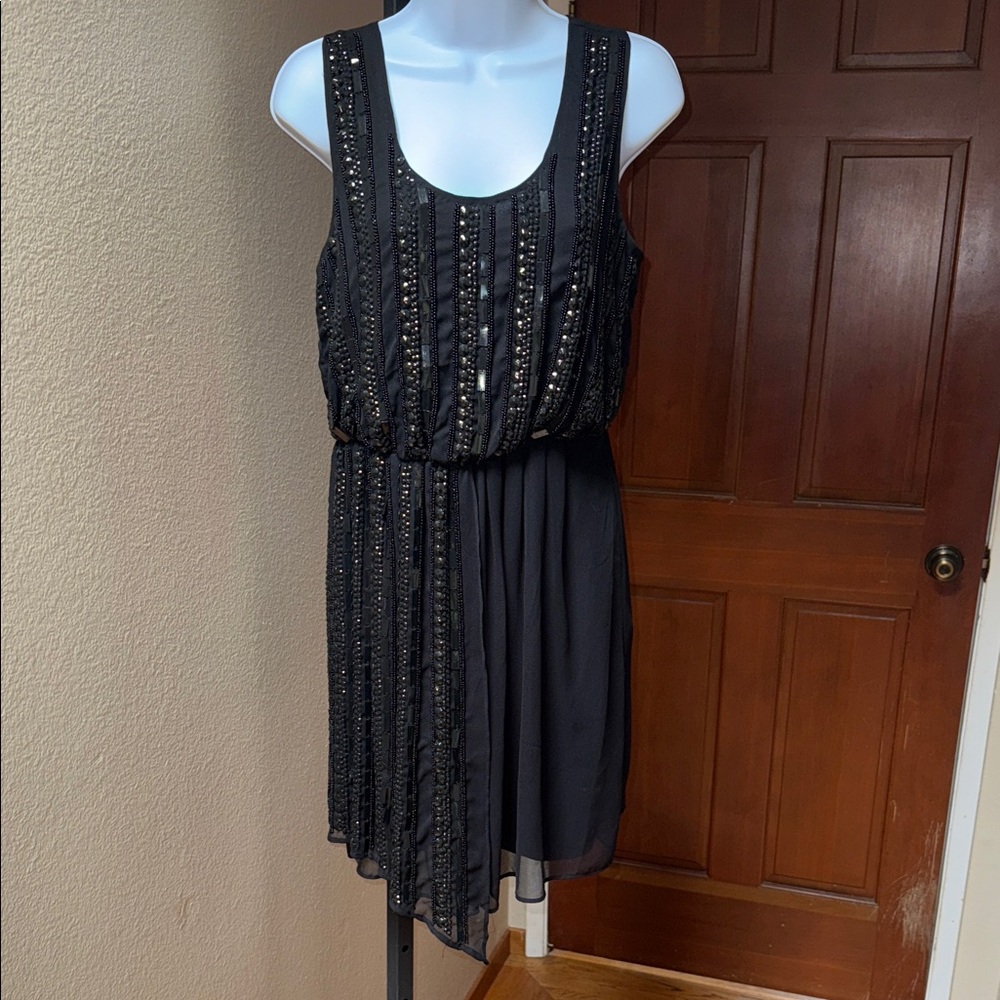 W118 by Walter Baker Black Beaded Mini Sleeveless Scoop Dress Women’s Size XS